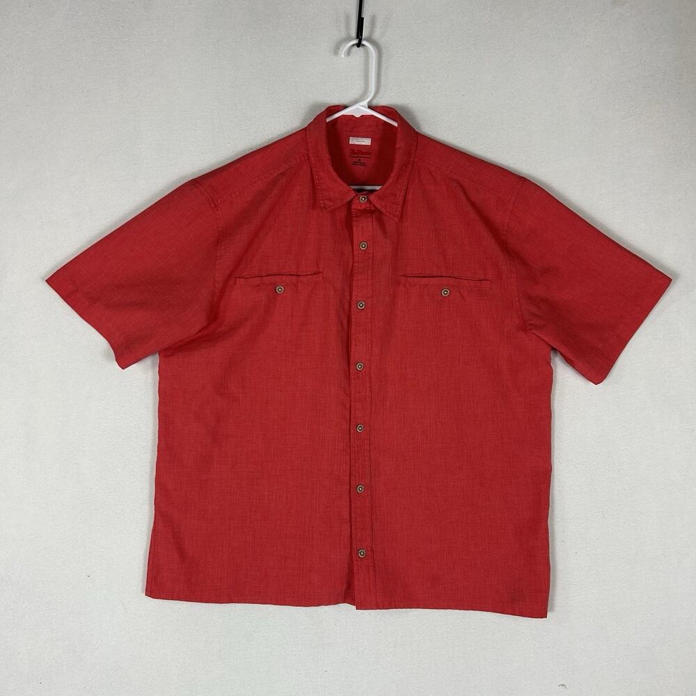 RailRiders Button Up Short Sleeve Shirt Men's XL Breathable Outdoor Coral Red